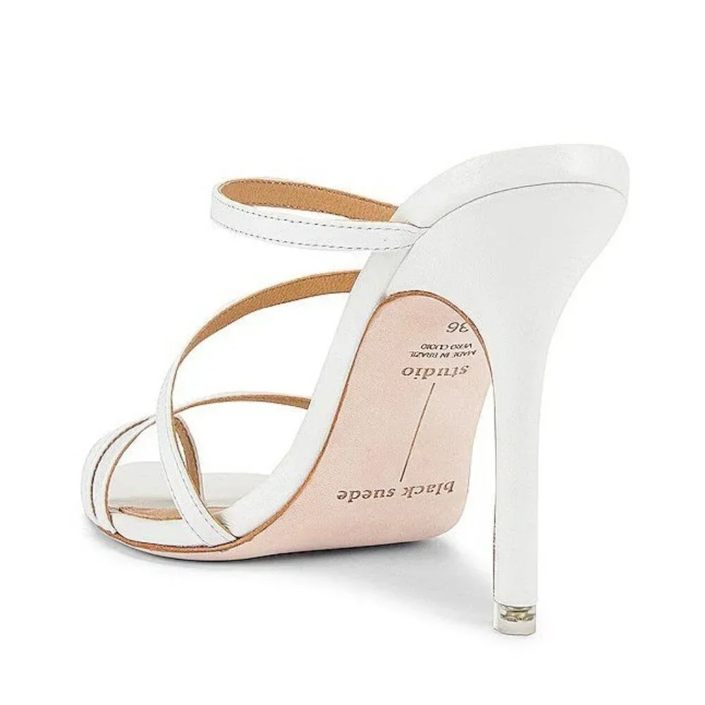 BLACK SUEDE STUDIO Cindy Sandals in White Leather 38 Womens High Heels